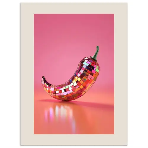 Disco - Peper - Roze poster papier klein -3d
