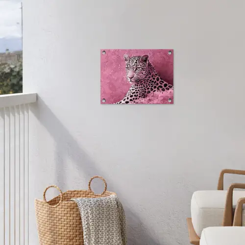 Panter - Luxe - Roze tuinposter los doek klein -sfeer8