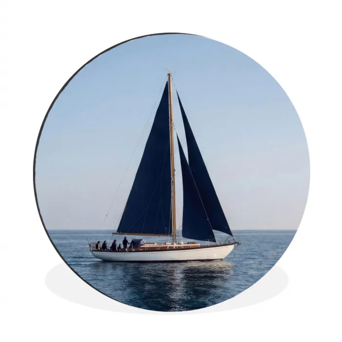 Zeilboot - Zee - Blauw Wandcirkel aluminium klein -3d