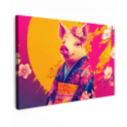 Varken - Bloemkroon - Kimono - Abstract Tuinposter op houten frame 2 cm dik klein -3d