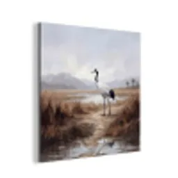 Kraanvogel - Natuur - Realistisch aluminium wit klein -3d