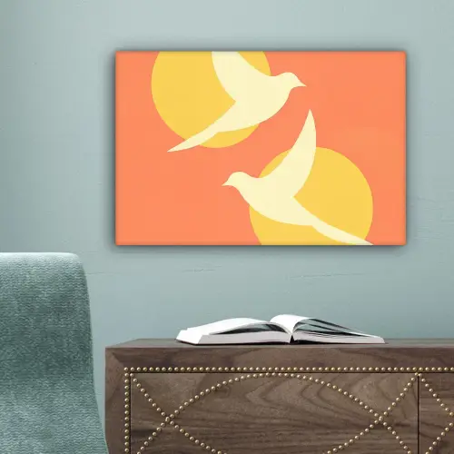 Vogels - Cirkels - Geel canvas 2cm klein -sfeer4