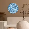 Blauw - Abstract - Bladeren - Patroon Wandcirkel plexiglas klein 852 -sfeer1