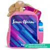 Neon - Strepen - Abstract - Blauw - Roze Kinderrugzak - Roze middel -inhoud_NL