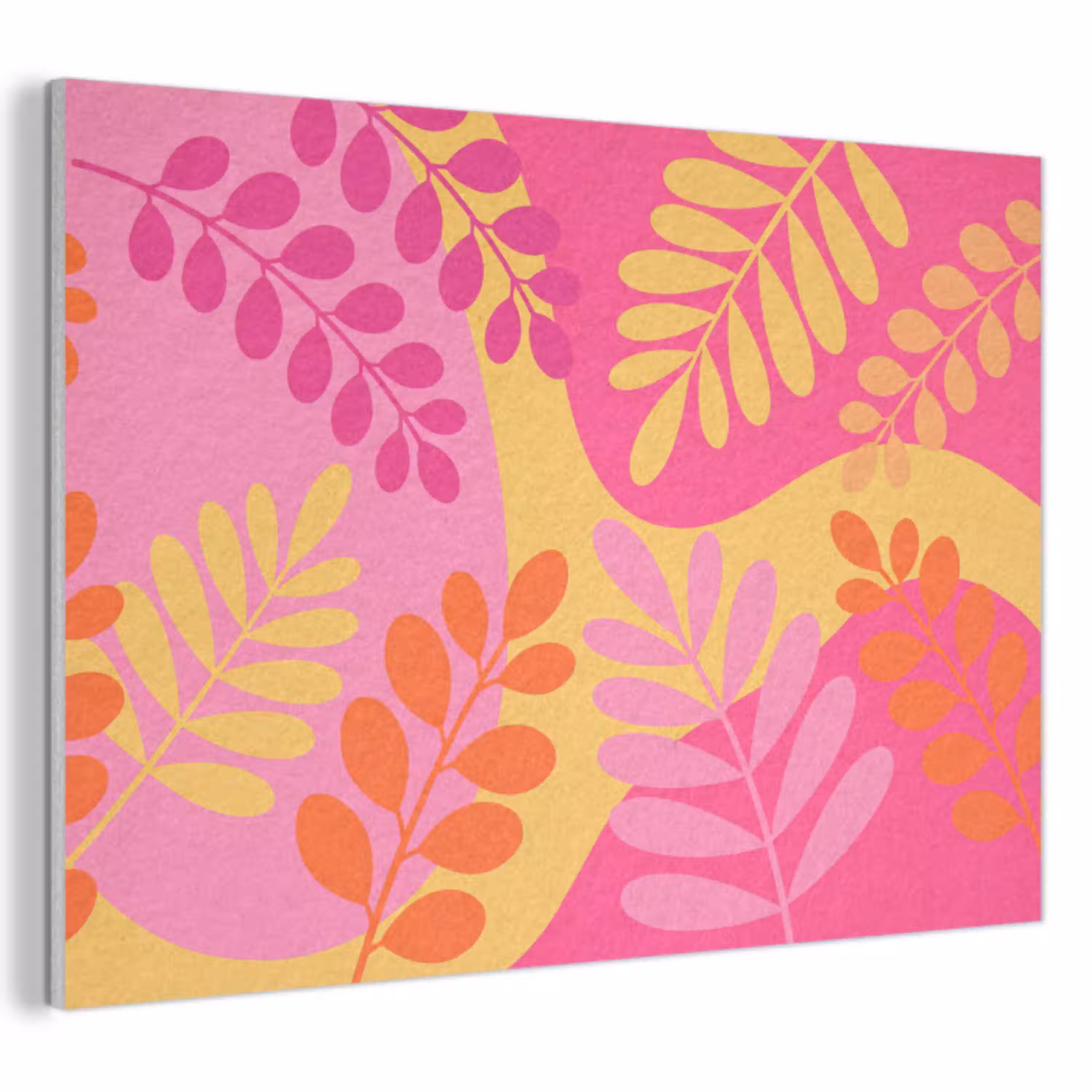 Natuur - Bladeren - Abstract - Roze - Geel PET vilt klein -3d