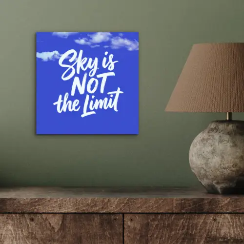 Sky is not the limit - Blauwe lucht - Wolken aluminium wit klein -sfeer2
