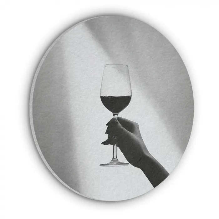 Lichtinval - Wijn - Rood - Glas Akoestische PET Vilt - Rond klein -3d