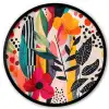 Bloemen - Bladeren - Abstract - Kleurrijk Fotolijst rond zonder passe partout klein -3d