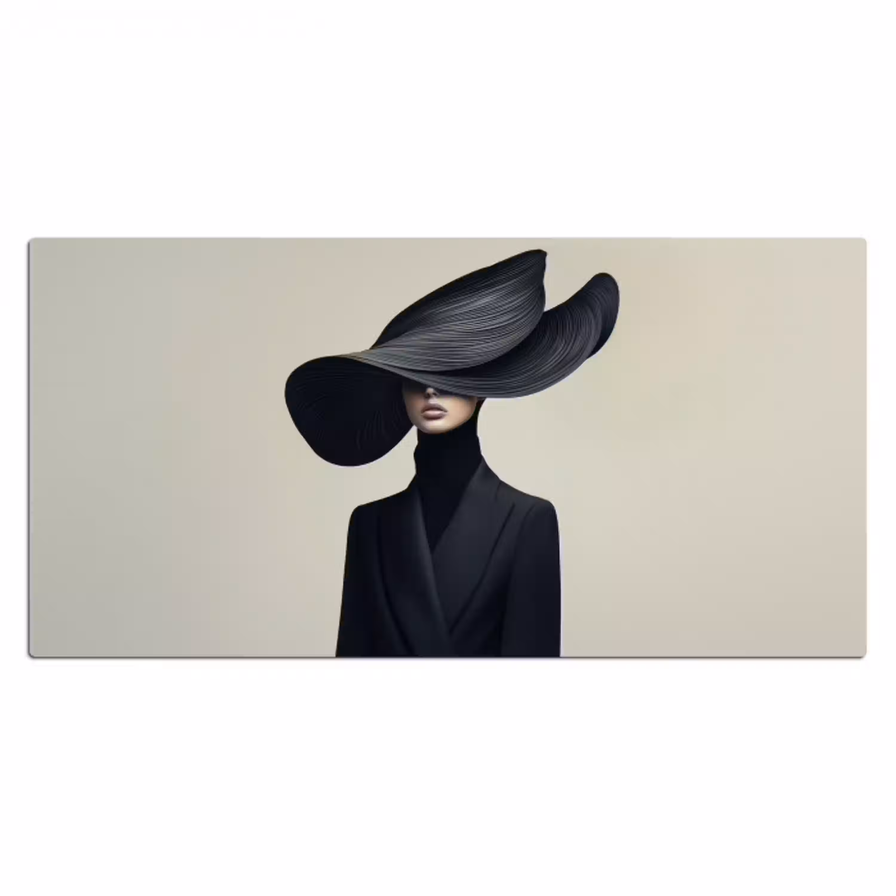 Zwart - Vrouw - Hoed Muismat XXL klein -3d_leeg