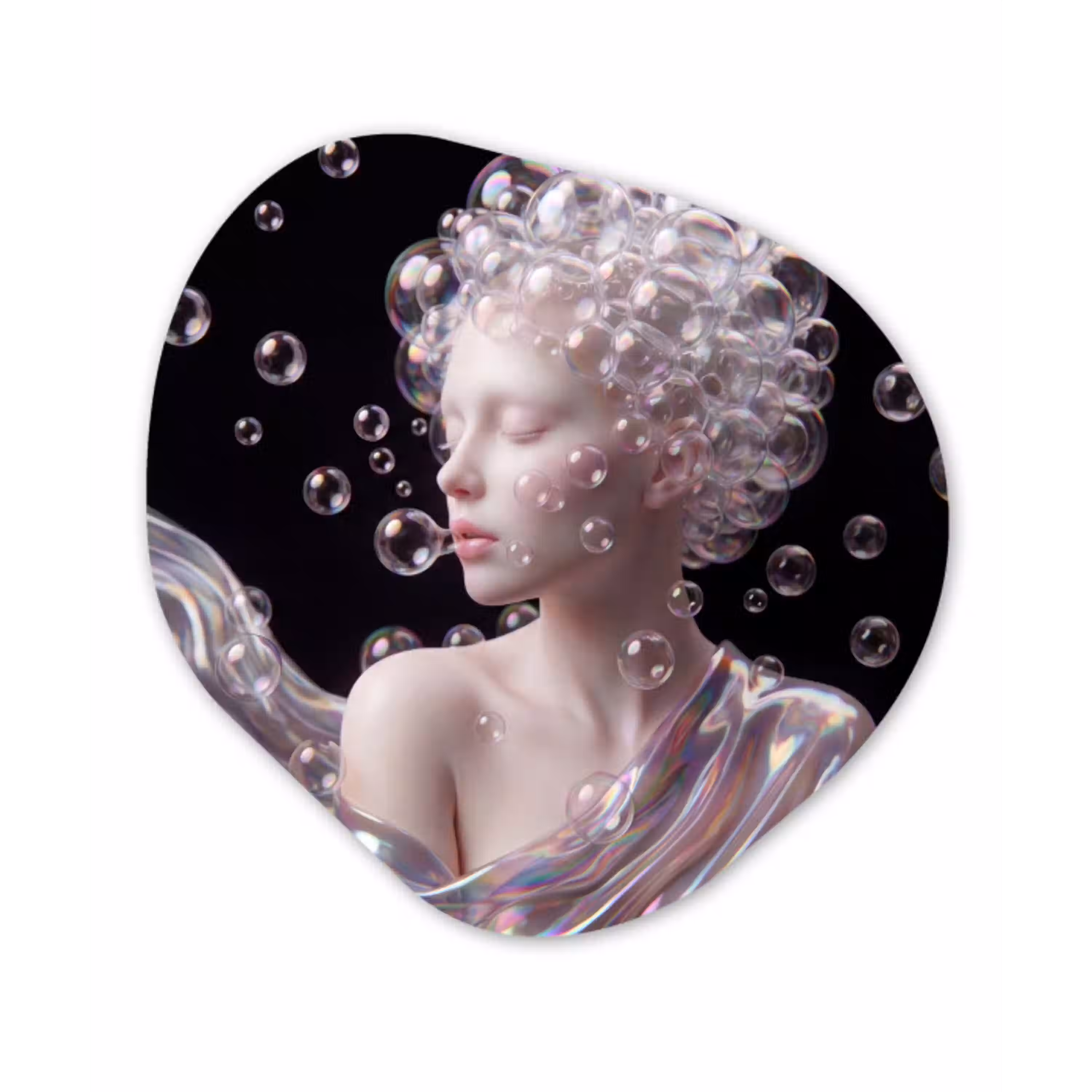 Vrouw - Bellen - Abstract - Kleurrijk Wandcirkel Organisch Forex 3mm klein -3d