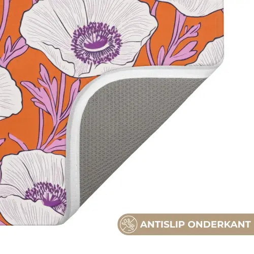 Bloemen - Grafisch - Oranje WCmat klein 1009 -USP_AntislipNL