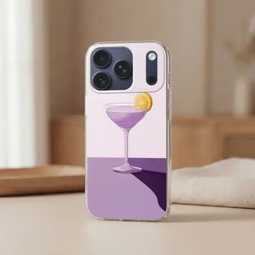Cocktail - Paars - Minimalistisch - Citroen Telefoonhoesje iPhone 17 Pro klein -sfeer2
