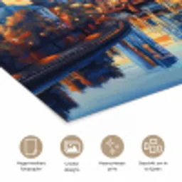 Zonsondergang Frankfurt - Stad - Skyline - Water poster papier klein -closeup_NL