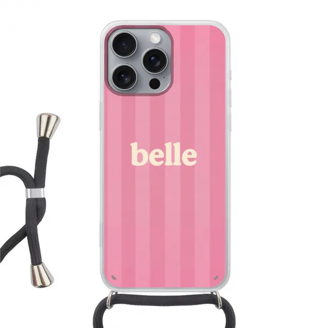 Telefoonhoesje met koord - Roze - Gestreept - Belle