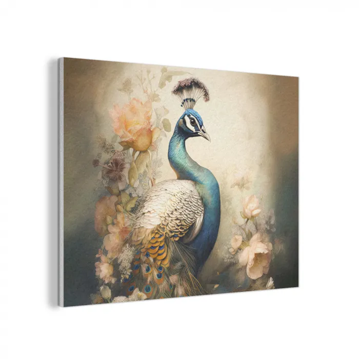 Pauw - Pauwenveren - Bloemen - Vogels - Botanisch PET vilt klein -3d