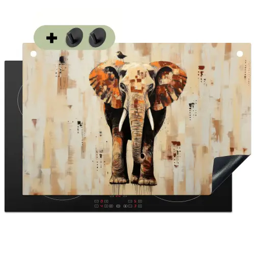 Olifant - Slurf - Mozaïek - Abstract Inductie beschemer met haakjes klein -3d