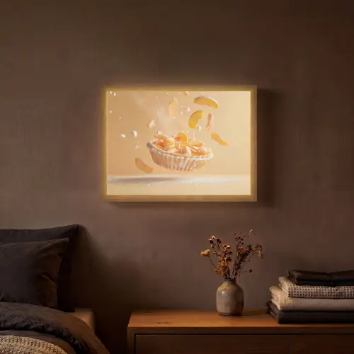 Peach - Eten - Taart - Oranje Light Box met batterij (Wandlamp) middel -sfeer4