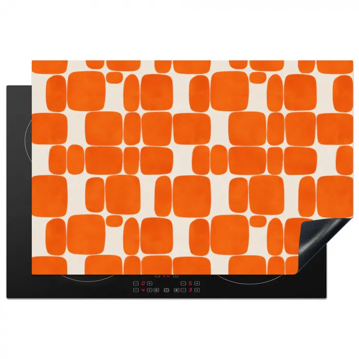 Patroon - Retro - Oranje Inductie beschermer vinyl 3mm klein 276 -3d