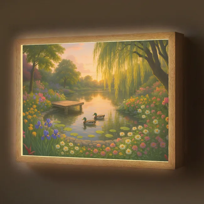 Lightbox - Ducks - Pond - Flowers