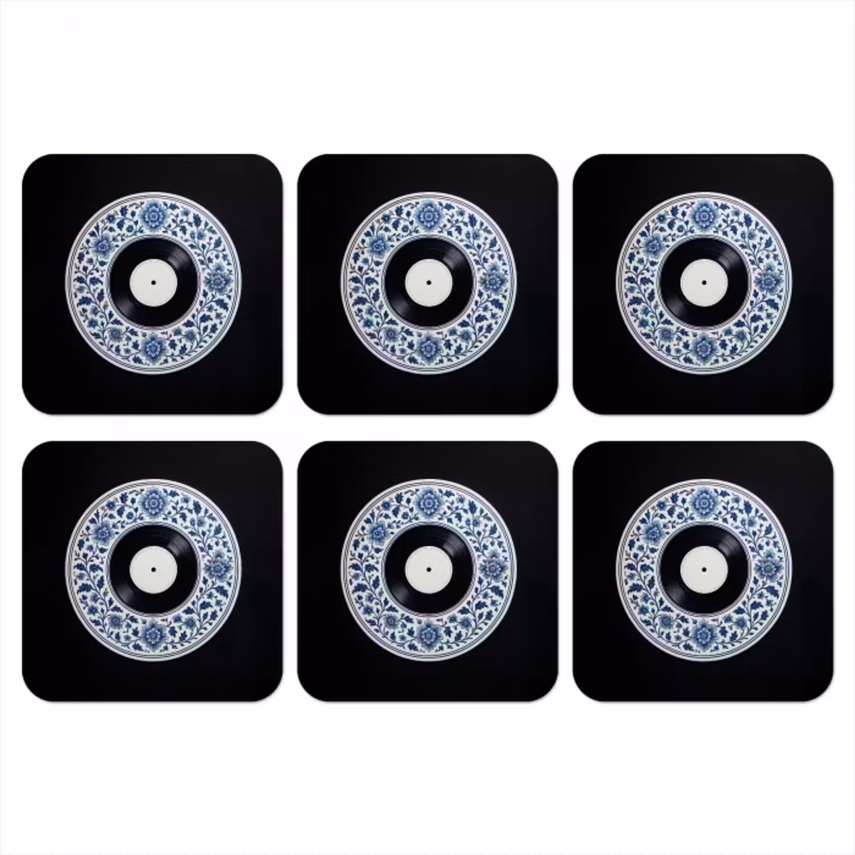 Vinyl - LP - Delfts Blauw - Muziek onderzetter kurk middel -3d