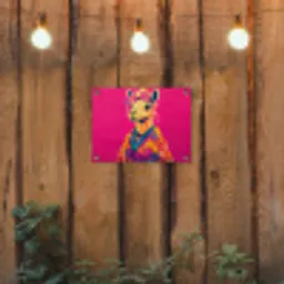 Kameel - Bloemen - Kimono - Waaiers tuinposter los doek klein -sfeer1