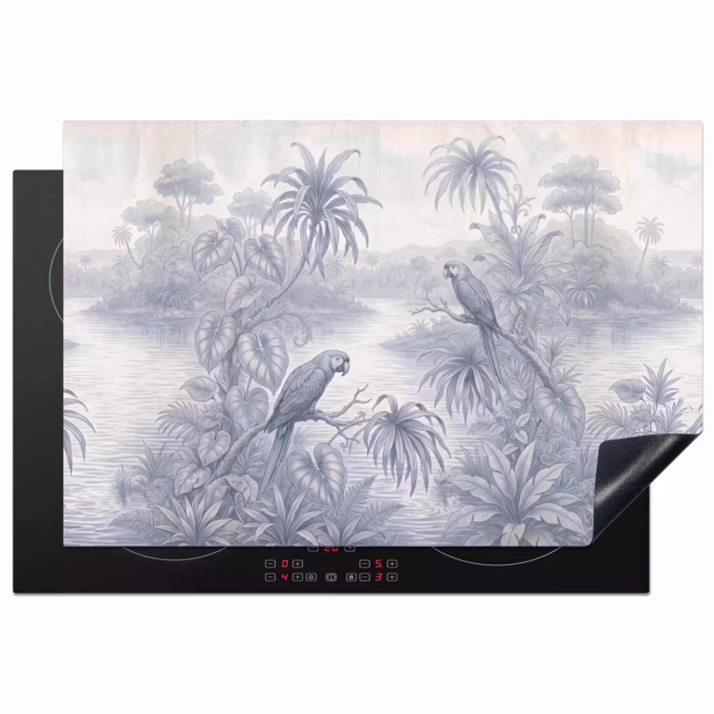 Vogel - Rivier - Tropisch - Illustratie - Blauw Inductie beschermer vinyl 3mm klein -3d