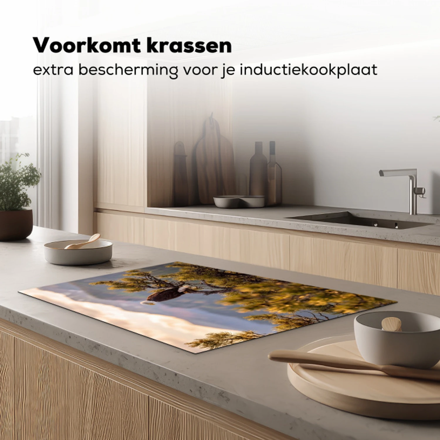 Zeearend - Boom - Bergen - Groen Inductie beschermer vinyl 3mm klein -sfeer1