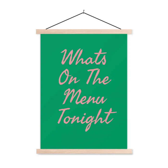 Menu - Quote - Roze textielposter latten blank klein -3d