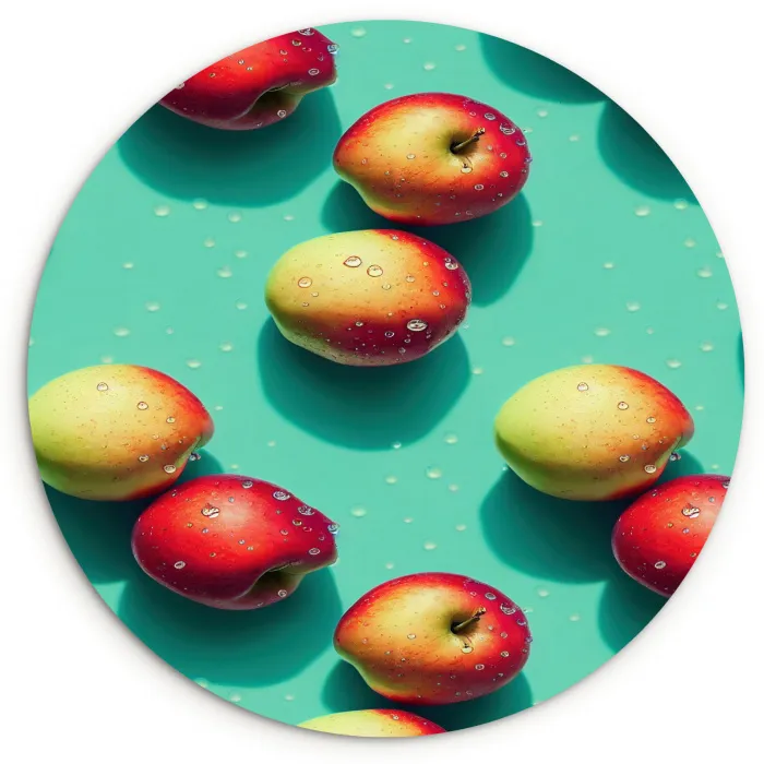 Appels - Water - Turquoise Wandcirkel kunststof plaat 5mm dik klein 188 -3d
