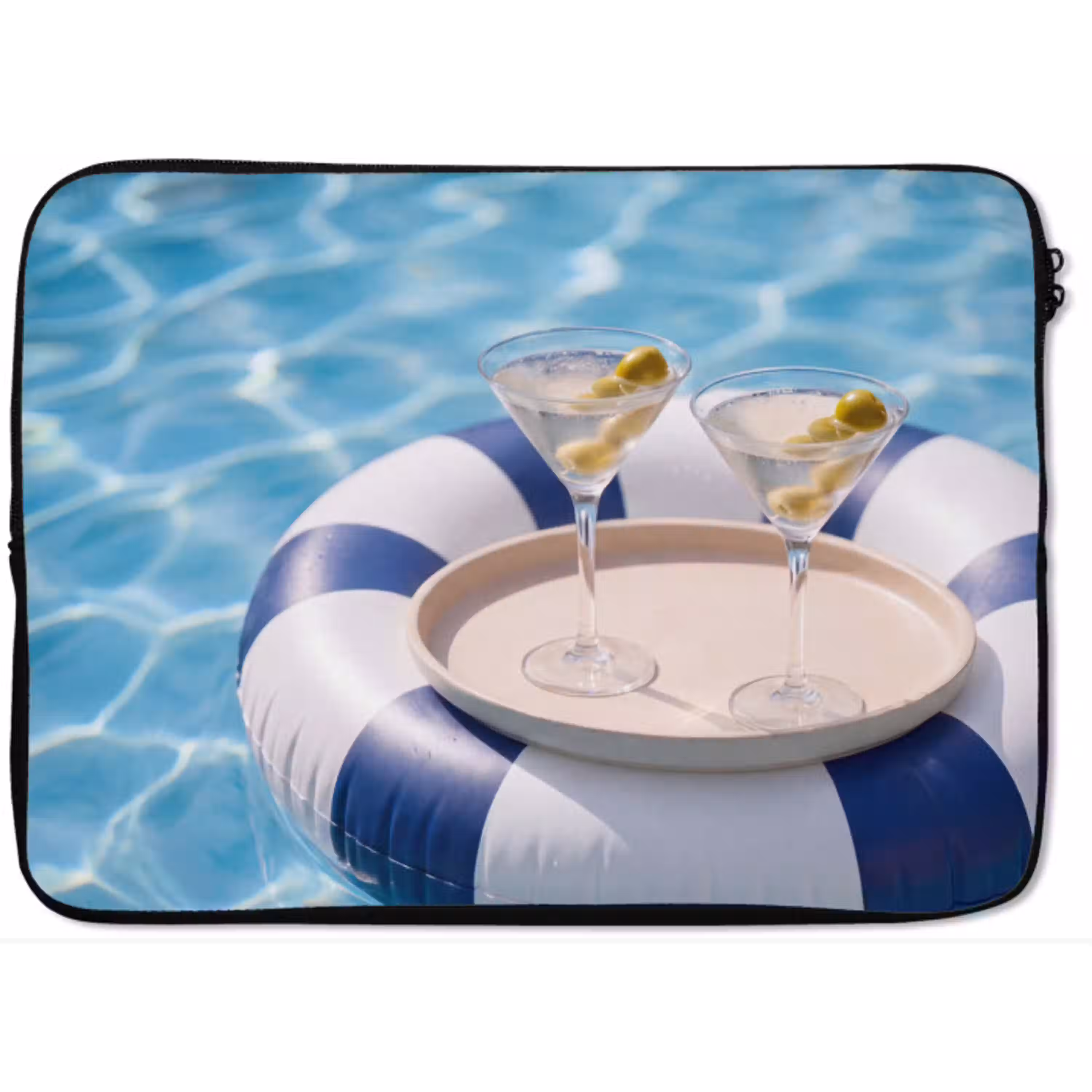 Cocktail - Zwembad - Zomer - Blauw laptophoes neopreen klein -zkaufland3dotto
