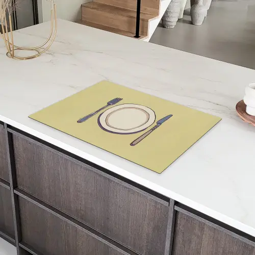 Illustratie - Bord - Bestek - Beige Inductie beschermer vinyl 3mm klein -sfeer8