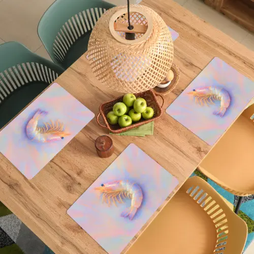 Garnaal - Subtiele structuur - Blauw - Roze Placemat vinyl groot -zzsfeer5_Kitchenyeah-website