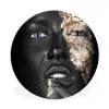 Vrouw - Bladgoud - Zwart - Huid - Luxe Wandcirkel aluminium klein -3d
