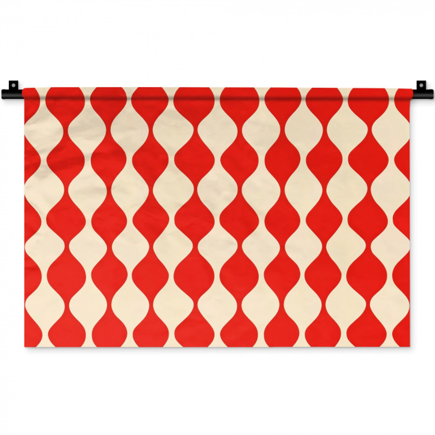 Golvend patroon - Retro - Rood - Beige Wandkleed katoen klein 269 -zz3d
