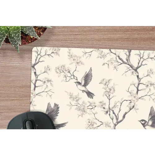 Takken - Vogels - Beige muismat rubber klein 262 -closeup