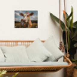 Koe - Bloemen - Weiland tuinposter los doek klein -sfeer7