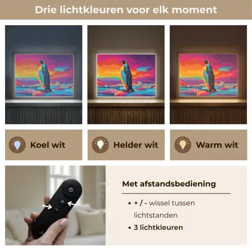 Ijsschots - Pinguïn - Abstract - Lucht Light Box met batterij (Wandlamp) middel -USP_lichtkleurNL