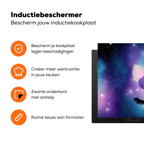 Eenhoorn - Sterren - Magisch - Blauw Inductie beschermer vinyl 3mm klein -zzzzzzz-td-ups