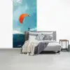 Kitesurfer - Oranje - Zee - Lucht fotobehang vinyl groot -slaapkamer