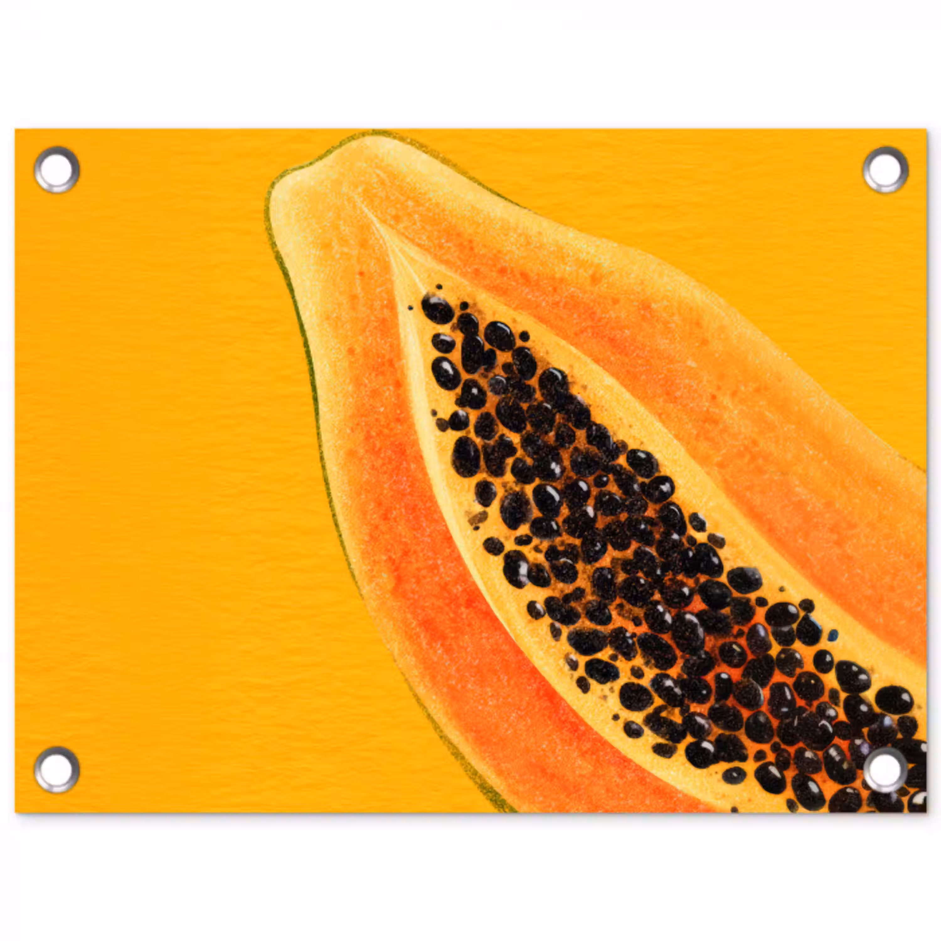 Papaja - Oranje - Topisch tuinposter los doek klein -3d