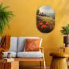 Klaprozen - Rood - Heuvels - Landschap Wandcirkel Ovaal Forex klein -sfeer4