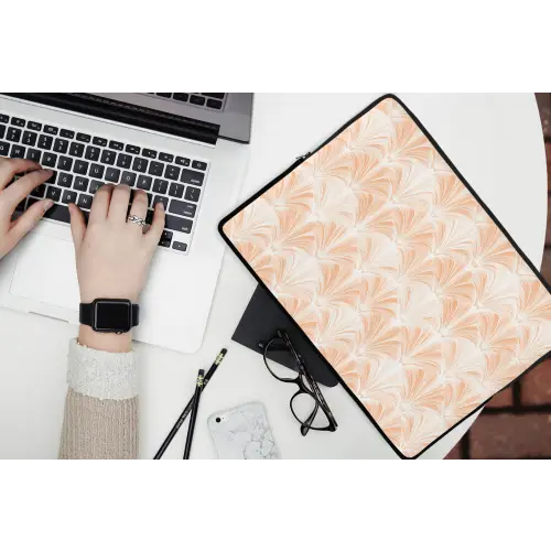 Waaier - Patroon - Perzik laptophoes neopreen klein 279 -bureau