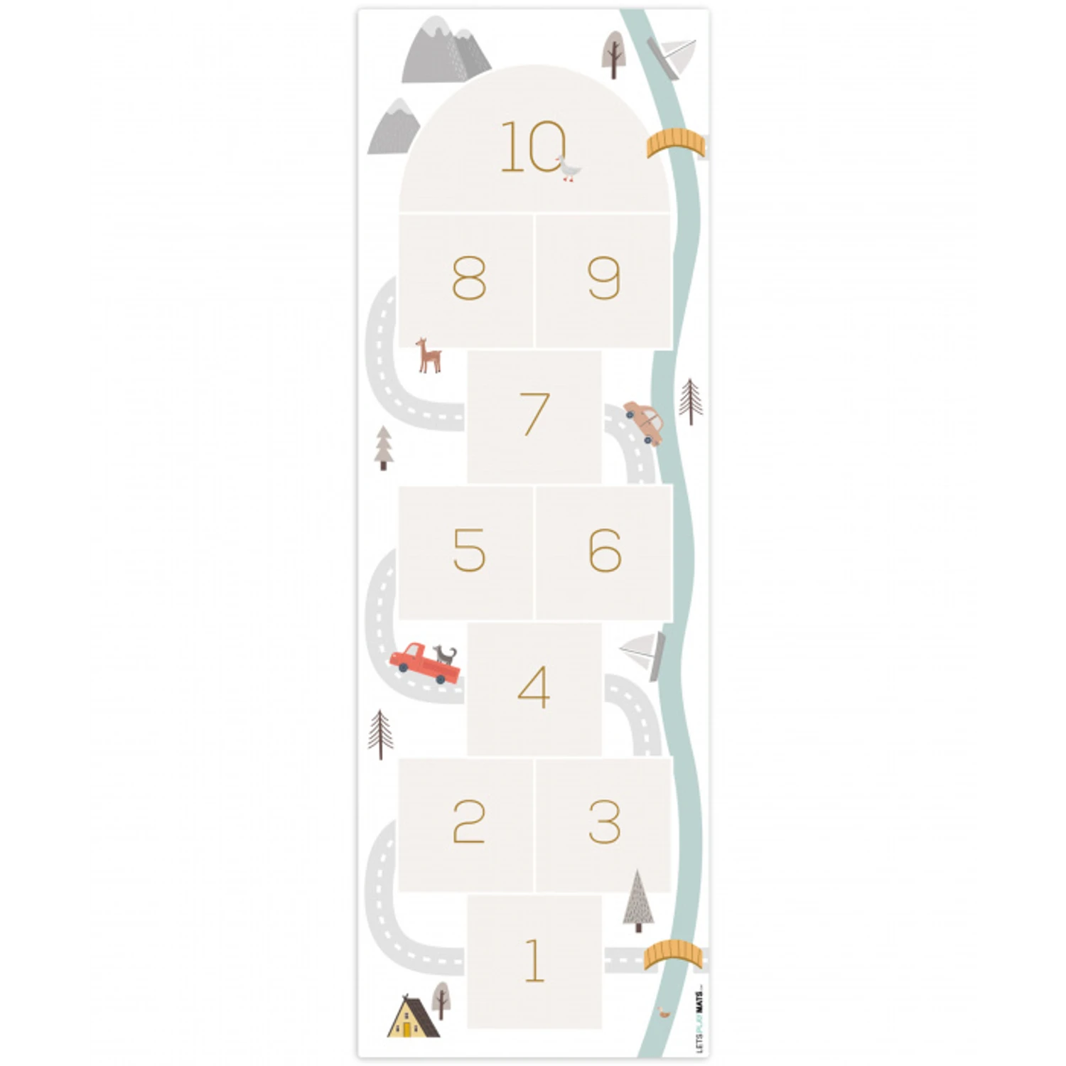 Hinkelpad - Auto - Weg - Kinderen - Rivier Speelmat middel -3d