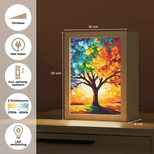 Boom - Kunst - Natuur - Zonsondergang Light Box met kabel (Tafellamp) klein -USP_NL