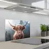 Schotse hooglander - Koe - Dieren - Berg - Natuur keuken achterwand spatscherm klein -3d_schuin