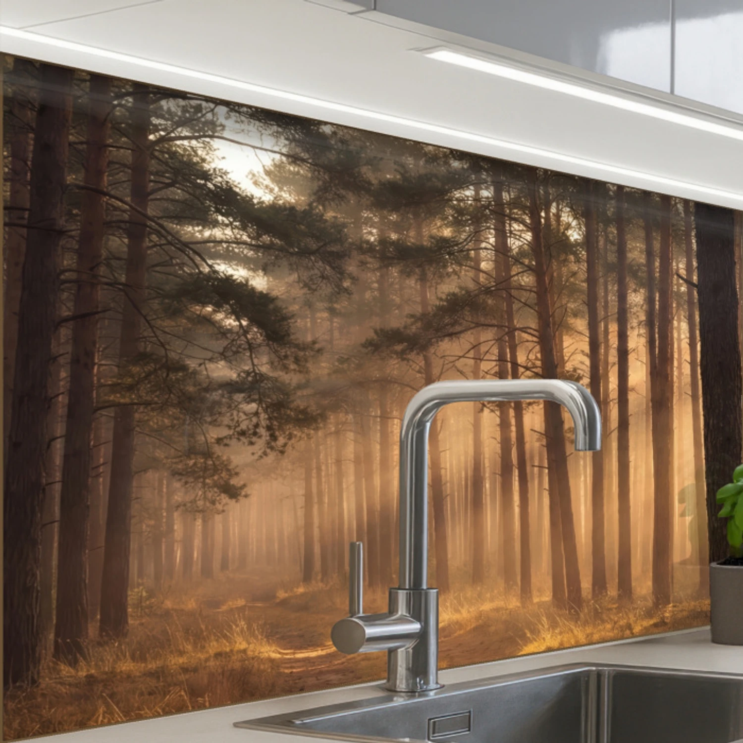 Bos - Mist - Zonlicht keuken achterwand 2 middel -zzzz3d_schuin