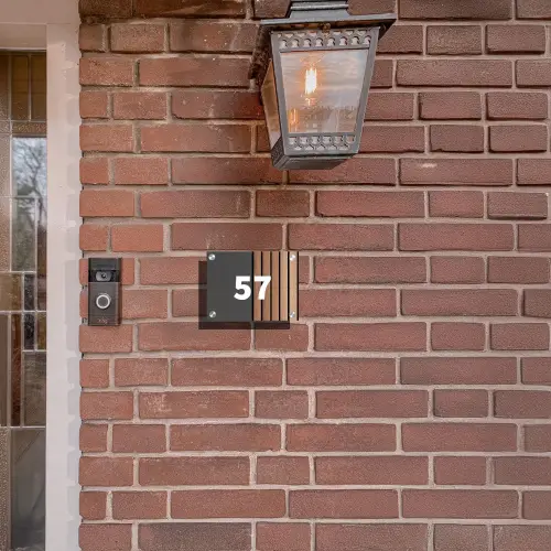 Hout en antraciet - Traditioneel Naambord Rechthoek middel -sfeer7-rechthoek-S