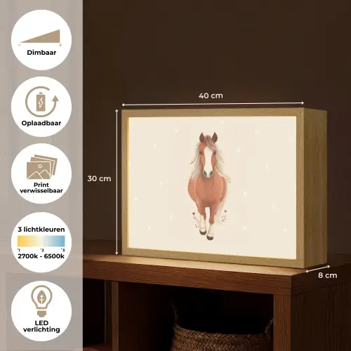 Paard - Galop - Bruin - Stippen Light Box met batterij (Wandlamp kind) middel -USP_websiteoverzichtNL