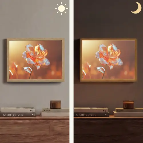 Glazen - Bloem - Zonlicht Light Box met batterij (Wandlamp) middel -sfeer3