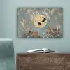 Kraanvogels - Maan - Bloemen - Blauw canvas 2cm klein -sfeer4